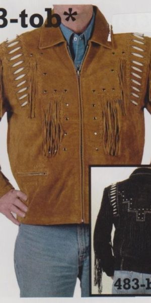 Men’s Suede Jacket - Sizes Small to 4XLarge - Color Tobacco Brown Front - Black back inset